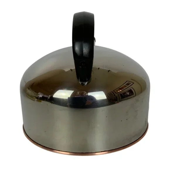 Revere Ware Stainless Steel Copper Bottom Whistling Tea Kettle 3.5 Qt Rome NY 84 - Picture 2 of 8